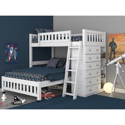 Aerius Twin Over Full Solid Wood Loft Bed with Shelves - Image 0