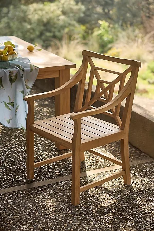 Fretwork Teak Armchair - Image 0