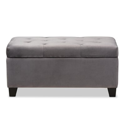 Wigand Modern And Contemporary Navy Blue Velvet Fabric Upholstered Storage Ottoman - Image 0