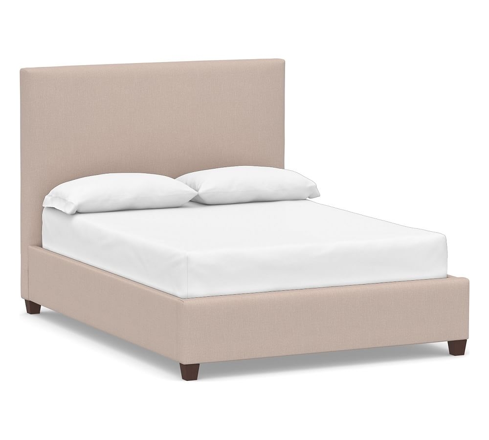 Raleigh Square Upholstered Bed without Nailheads, King, Performance Heathered Tweed Desert - Image 0