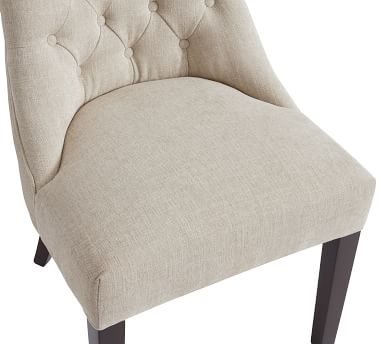 Hayes Upholstered Tufted Dining Side Chair, Gray Wash Frame, Performance Brushed Basketweave Oatmeal - Image 1