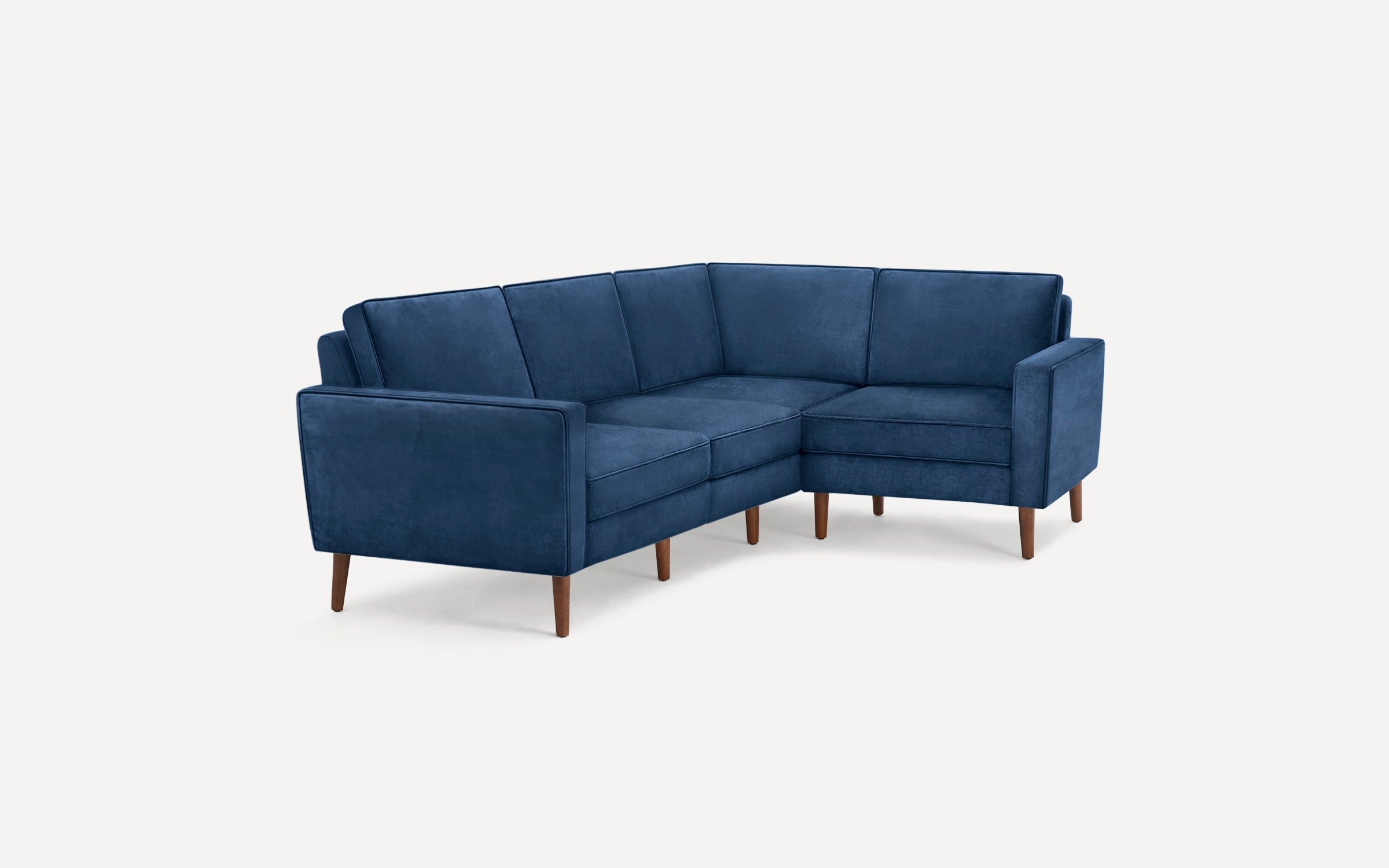 Nomad Velvet 4-Seat Corner Sectional - Midnight - Performance Velvet / Walnut - Wood - Image 0