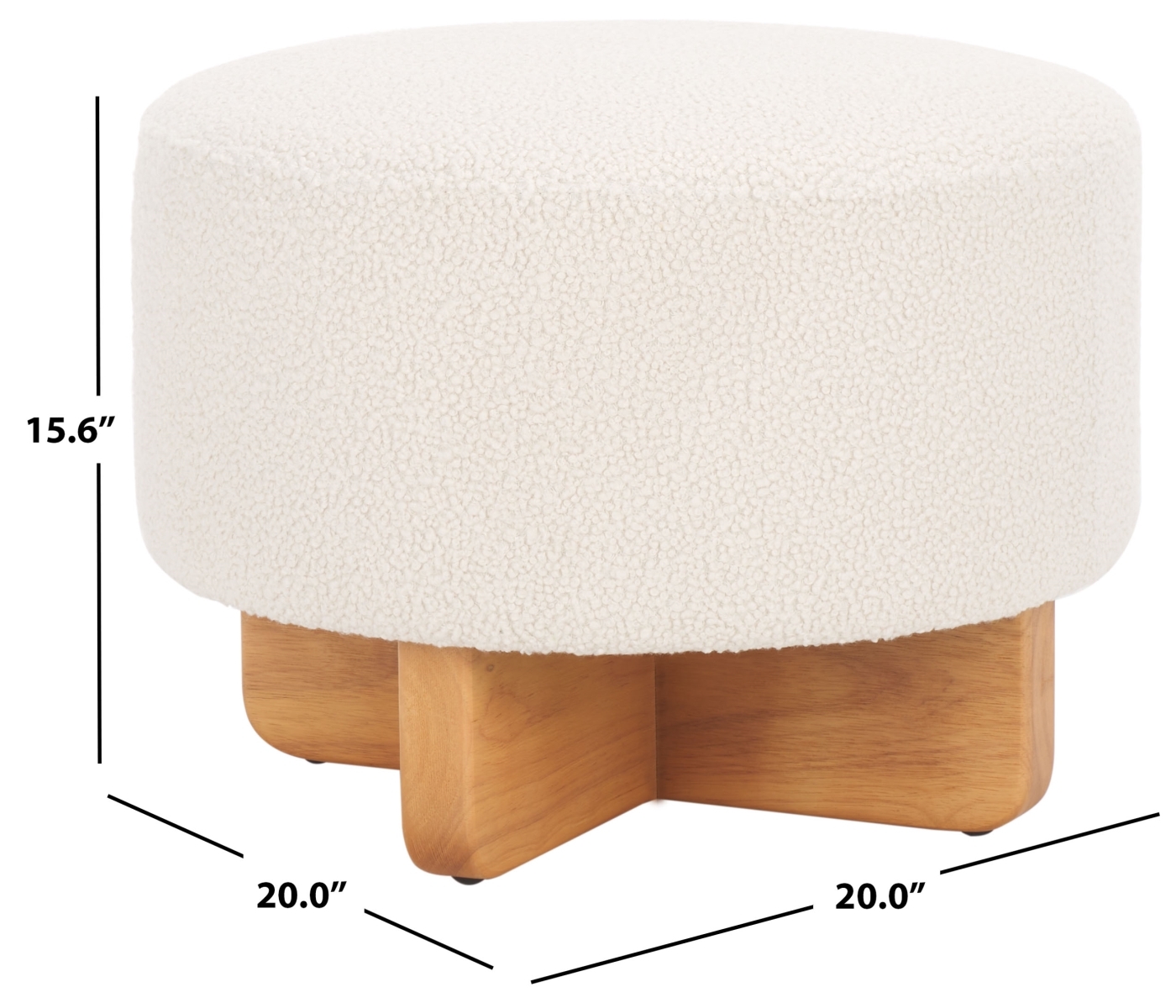 Riah Boucle Round Ottoman - Off White / Natural - Safavieh - Image 7