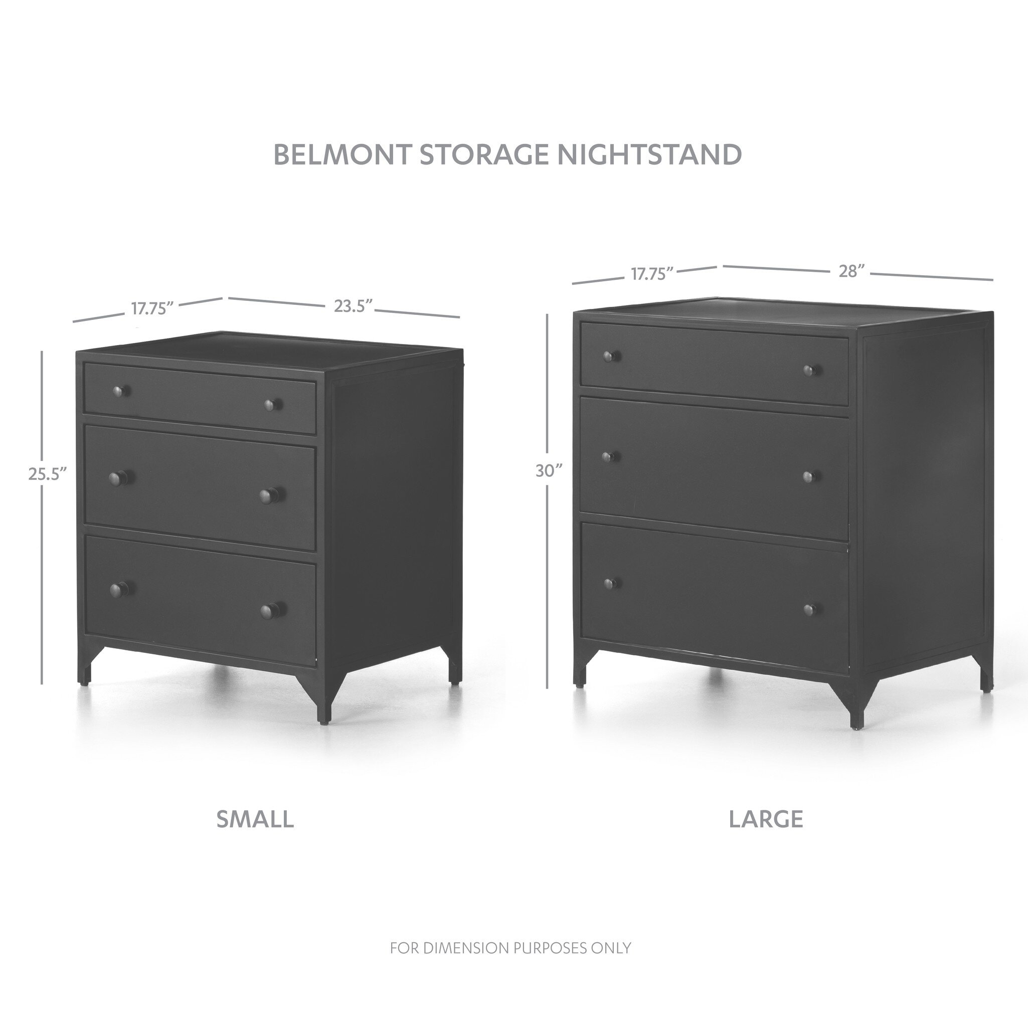 Belmont Large Storage Nightstand-Black - Image 2