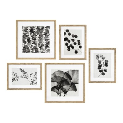 Black & White Floral by Home Designs-Floater Frame Painting on Canvas, Set of 5 - Image 0