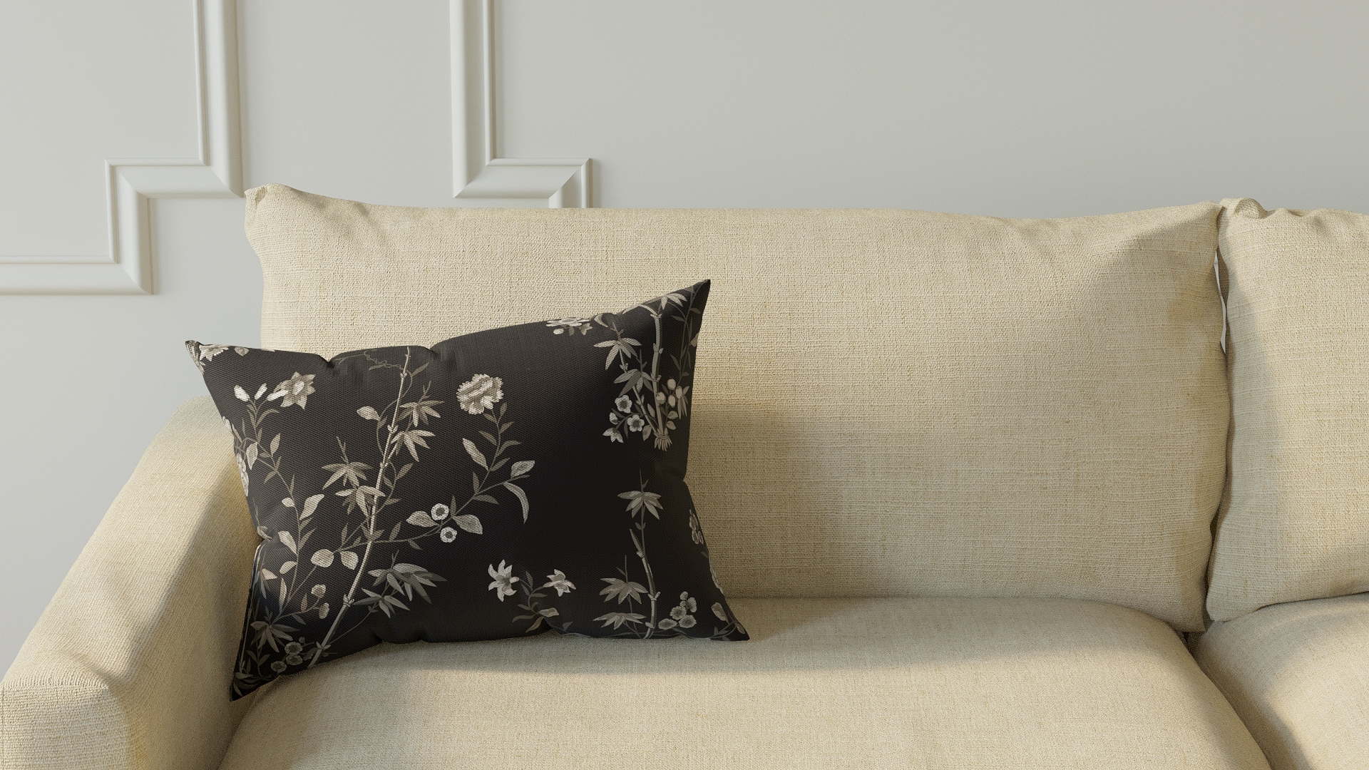 Throw Pillow 14" x 20", Black Bamboo Garden, 14" x 20" - Image 2