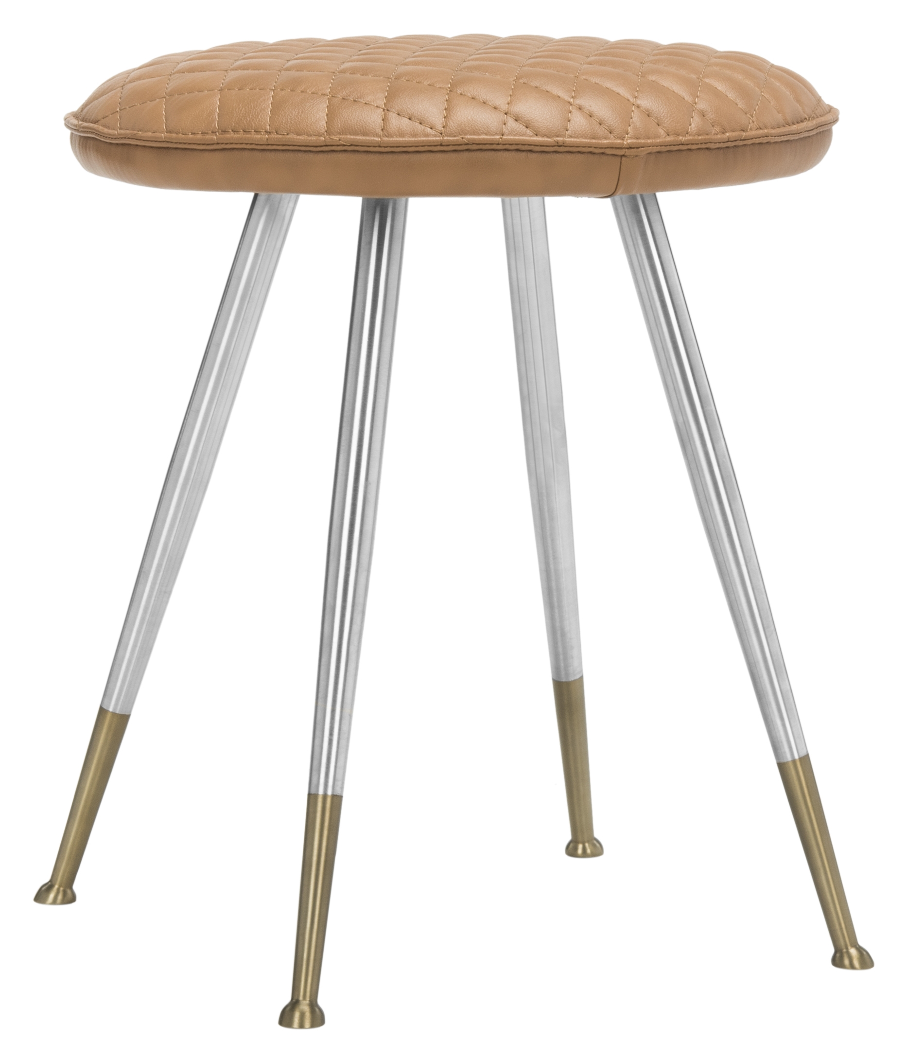 Brinley 30"H Mid Century Modern Stool - Mustard/Silver - Safavieh - Image 1