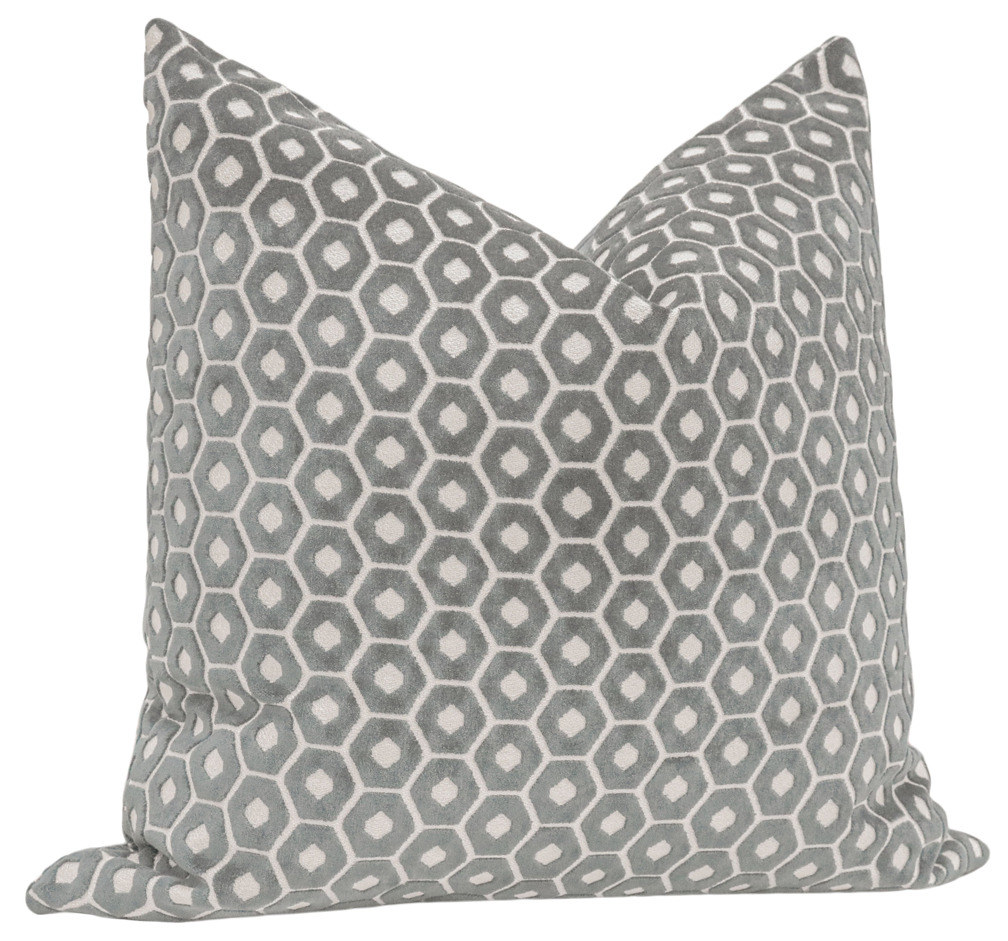 Paloma Cut Velvet Pillow Cover, Grey, 20" x 20" - Image 1