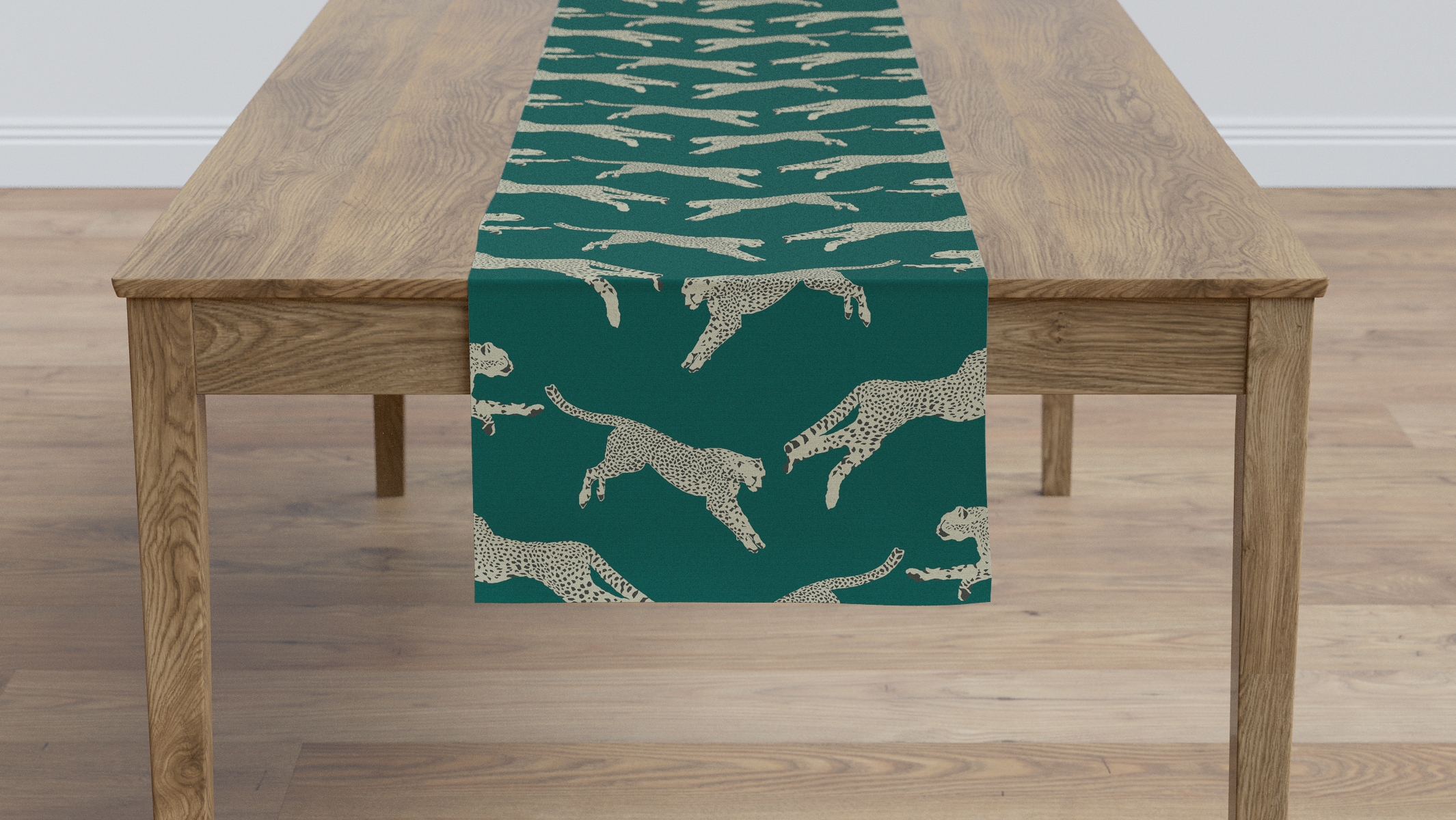 Table Runner 16" x 90", Polo Green Cheetah, 16" x 90" - Image 1