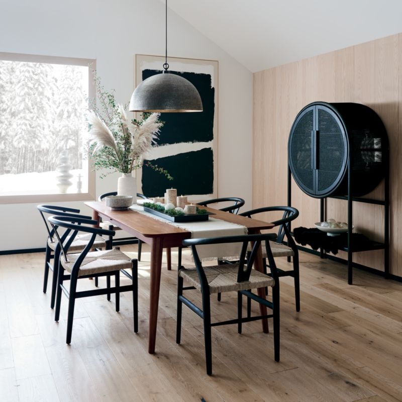 Crescent Black Wood Wishbone Dining Chair - Image 7