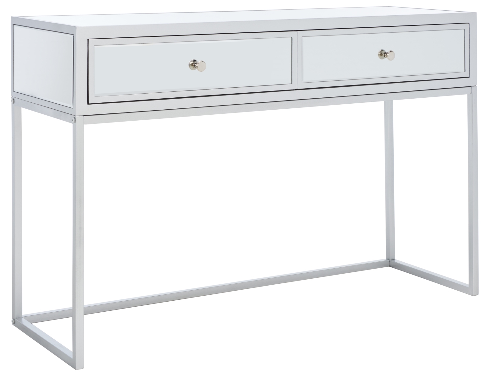 Aster 2 Drawer Mirrored Desk - Silver / Mirror - Safavieh - Image 6