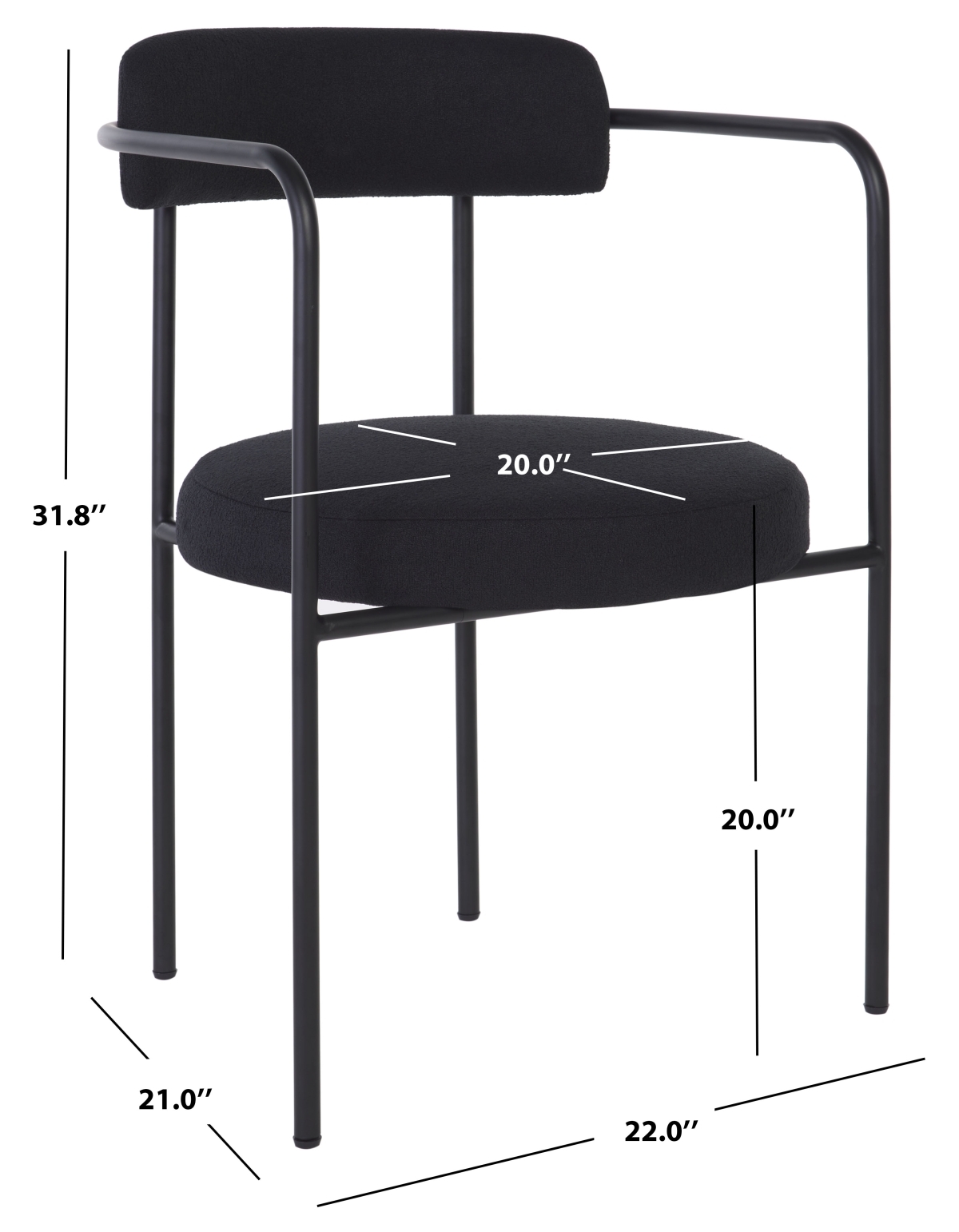 Andrean Dining Arm Chair - Black - Image 9