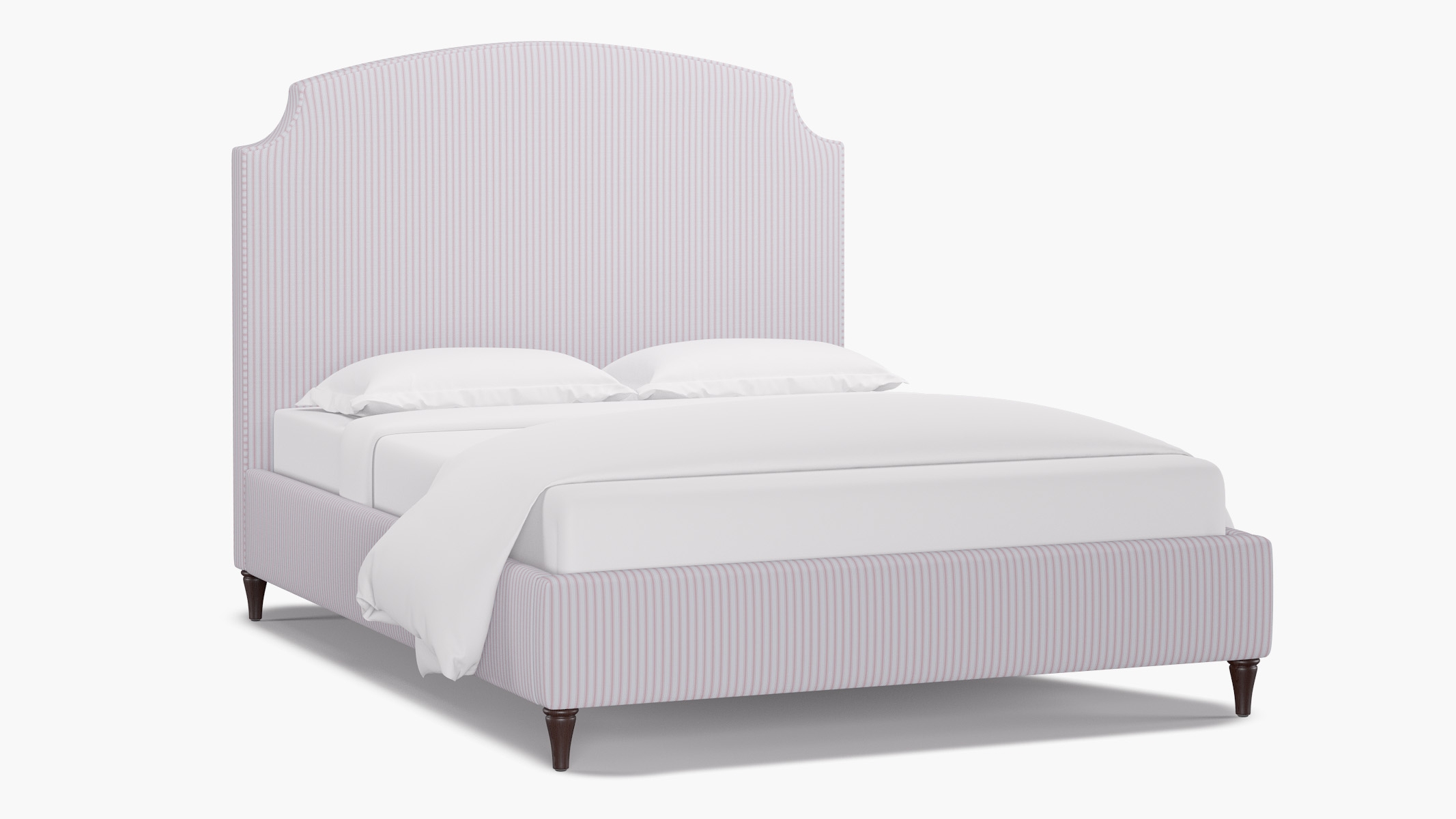 Cove Bed, Pink Classic Ticking Stripe, Espresso Decorative Tapered Leg, Twin - Image 1