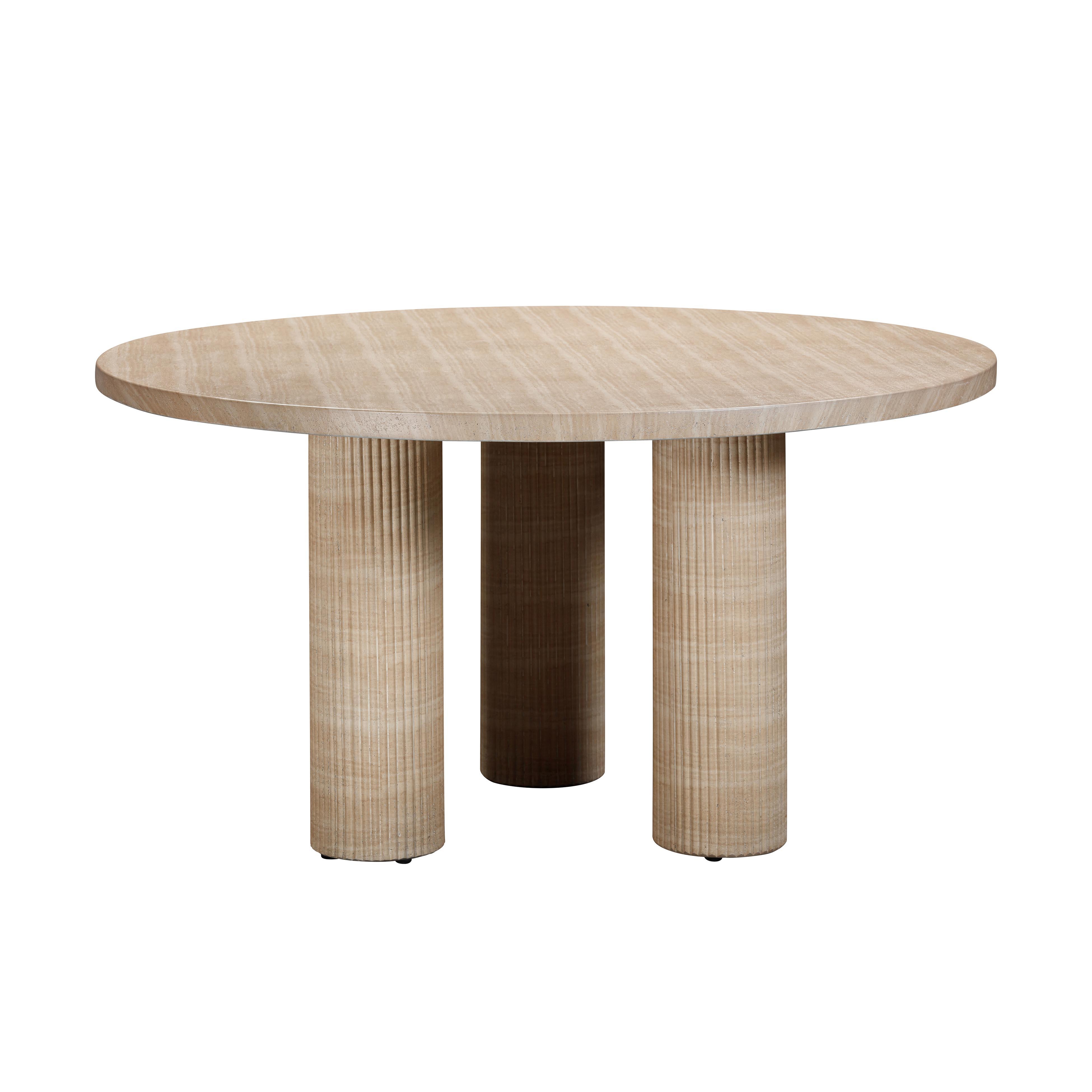 Patti Textured Faux Travertine Indoor / Outdoor Round Dining Table - Image 2
