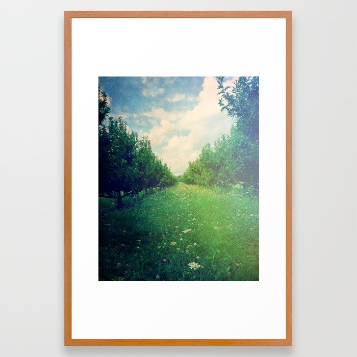 Apple Orchard In Spring Framed Art Print by Olivia Joy St.claire - Cozy Home Decor, - Conservation Pecan - LARGE (Gallery)-26x38 - Image 0