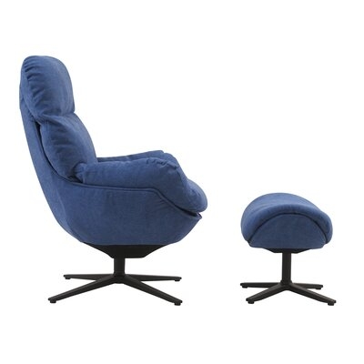 Wide Tufted Swivel Lounge Chair And Ottoman - Image 0