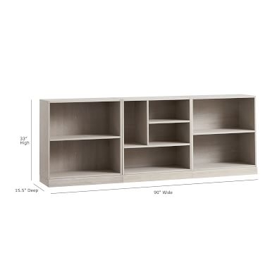 Stack Me Up Triple Mixed Shelf Low Bookcase & Base, Simply White - Image 4