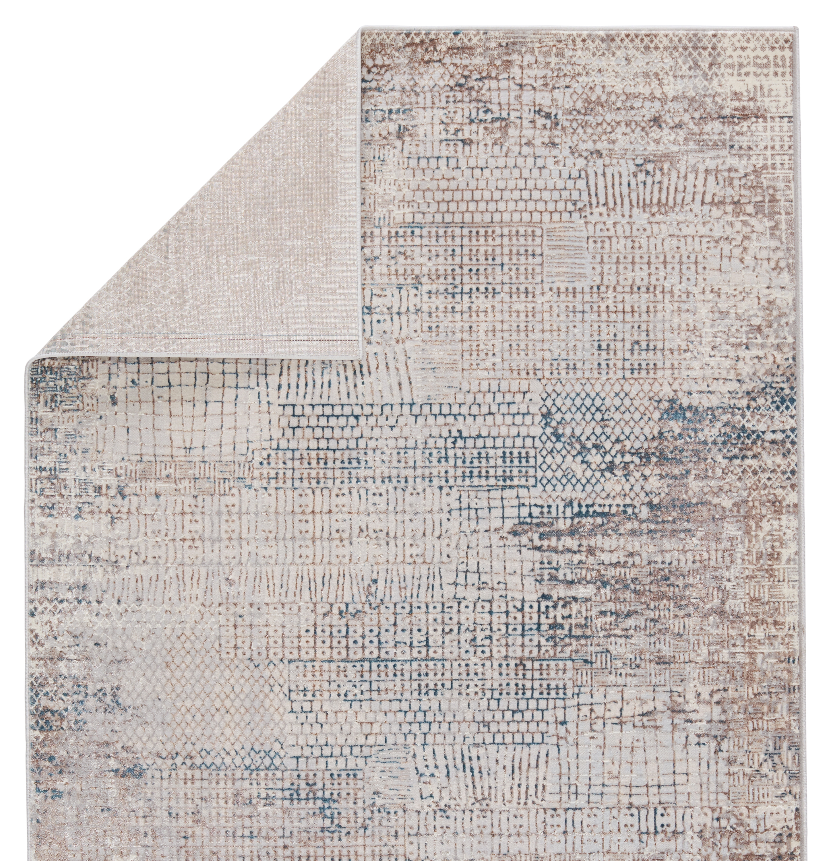 Vibe by Tolsten Abstract Ivory/ Blue Runner Rug (3'X8') - Image 2
