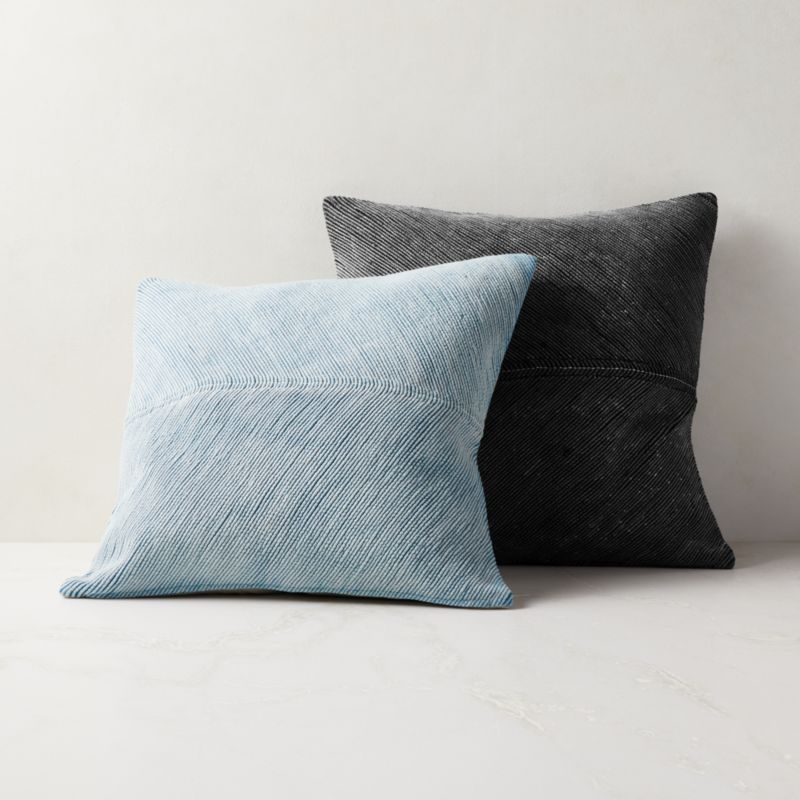 Convey Faded Denim Blue Throw Pillow With Down-Alternative Insert 23" - Image 1