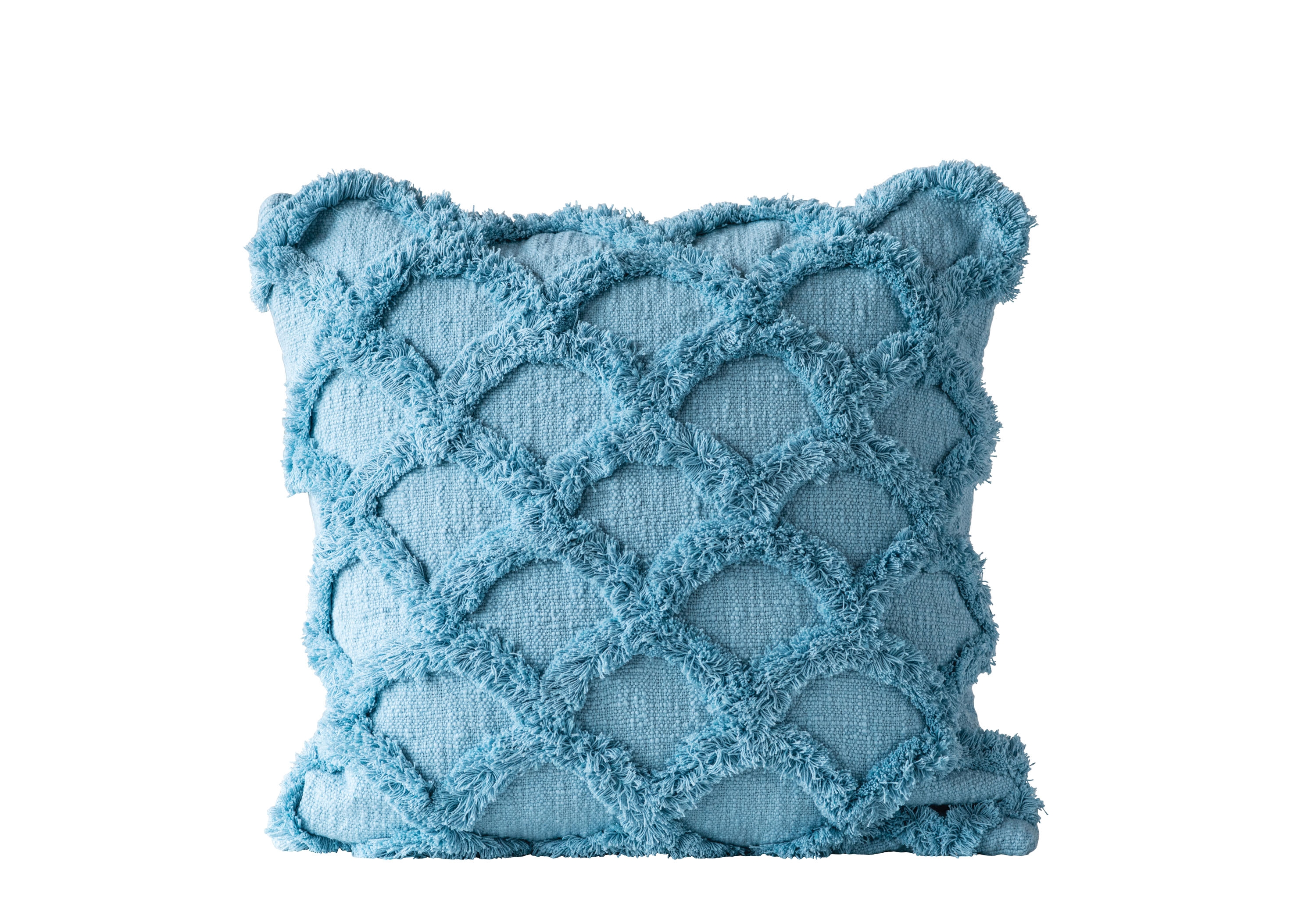 Square Cotton Chenille Pillow, Light Blue - Image 0