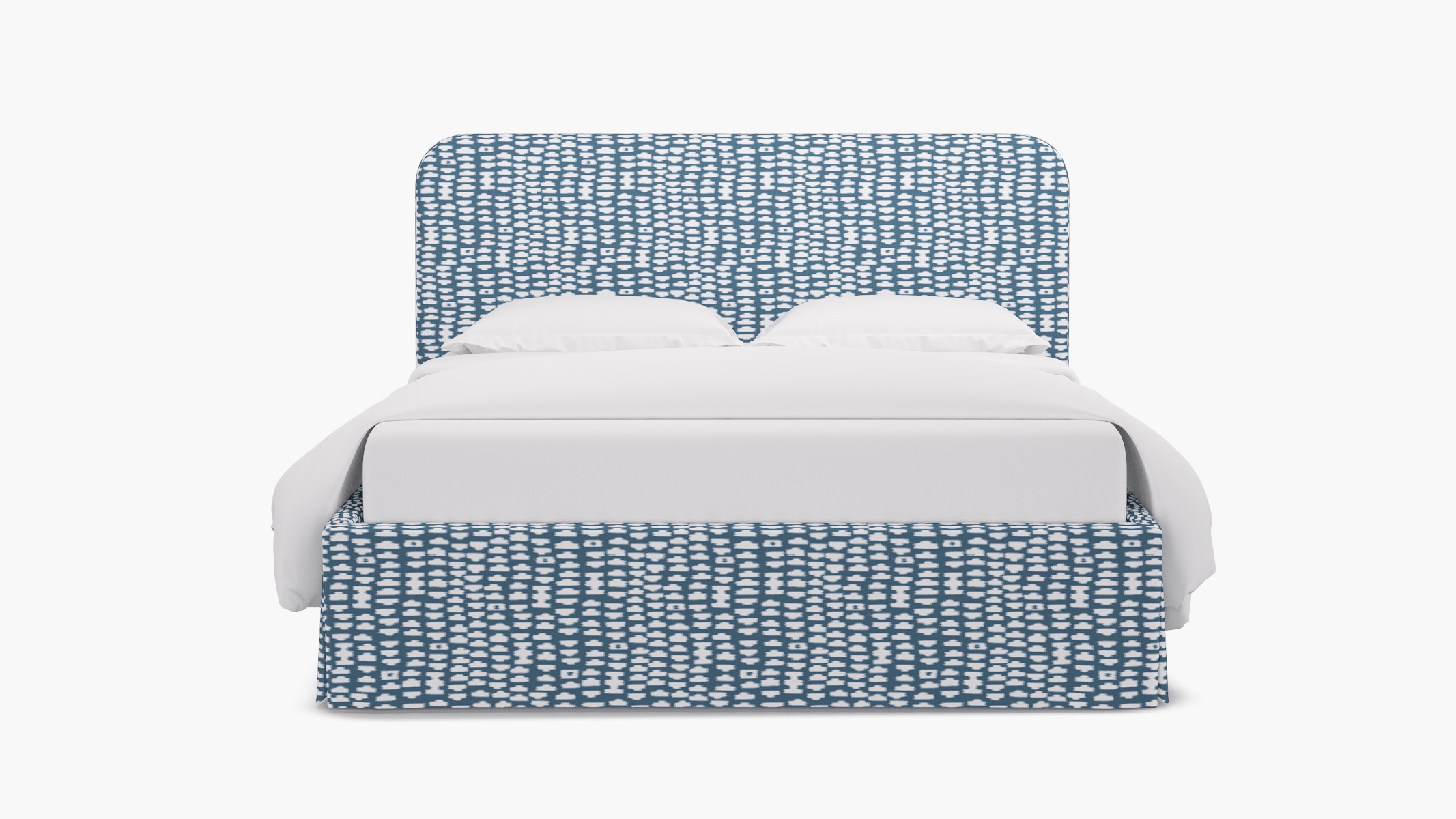 Skirted Platform Bed, Dusty Blue Odalisque, Queen - Image 0