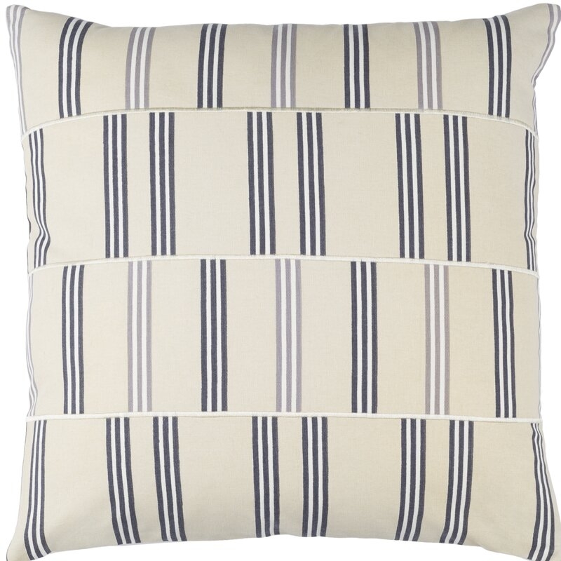 Surya Lina Cotton Striped Throw Pillow Size: 20" x 20", Color: Beige/Charcoal/Gray - Image 0