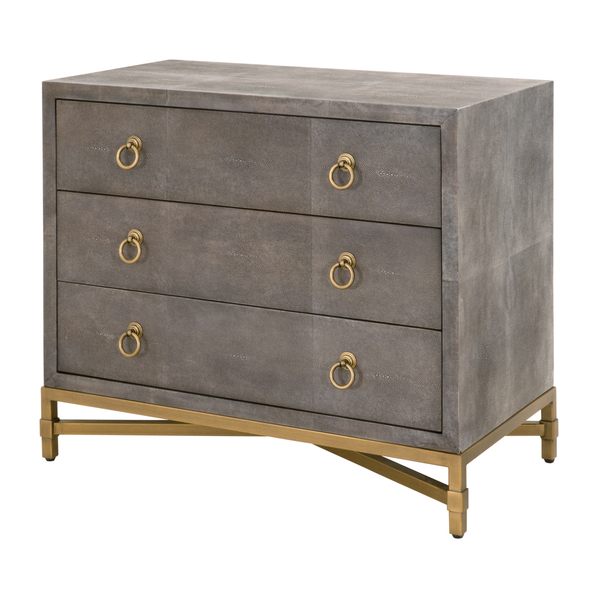 Colette Shagreen 3-Drawer Nightstand, Gray & Gold - Image 2