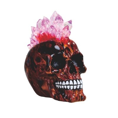 Fire Punk Skull with Mohawk Crystal Hair Fantasy Night Light Decoration Figurine - Image 0