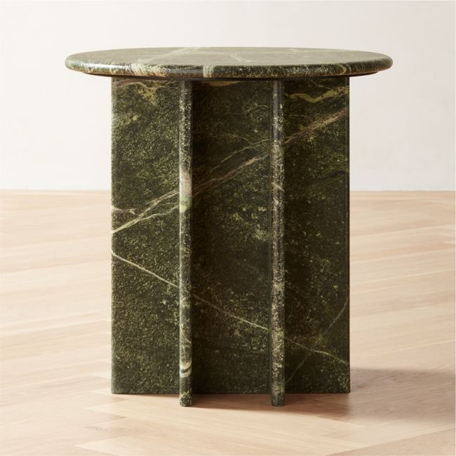 Pasar Round Green Marble Side Table - Image 1