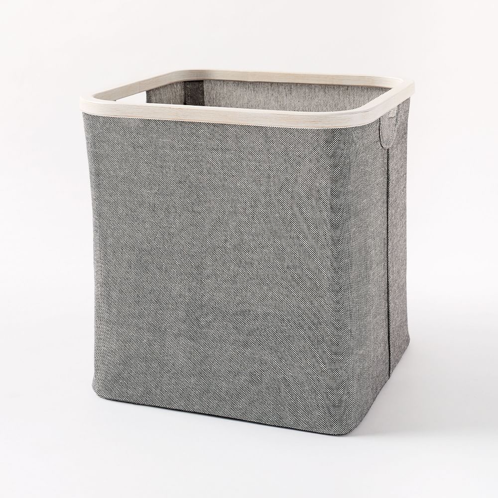 Bamboo Storage Basket, Gray Washed, Box - Image 0