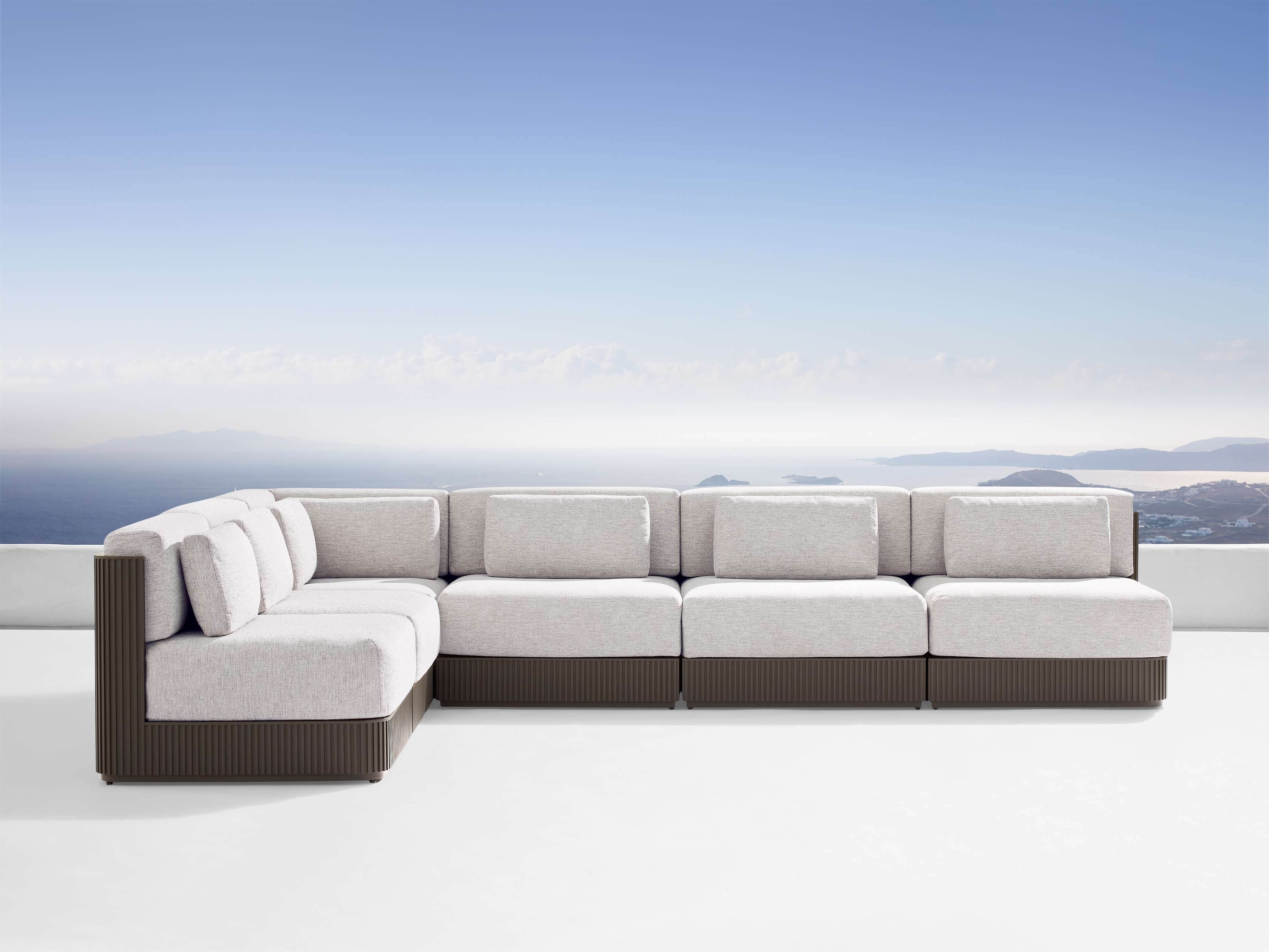 Beaumont Outdoor Six-Piece Sectional Aluminum in Gray  Shardai Zinc/Left Arm - Image 0