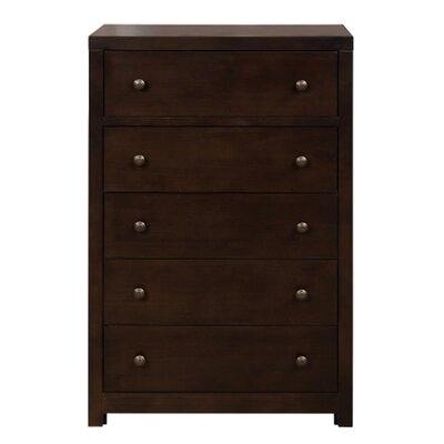 Chest-4.17 Solid Wood 5 Drawers Rectangular Accent Chest - Image 0