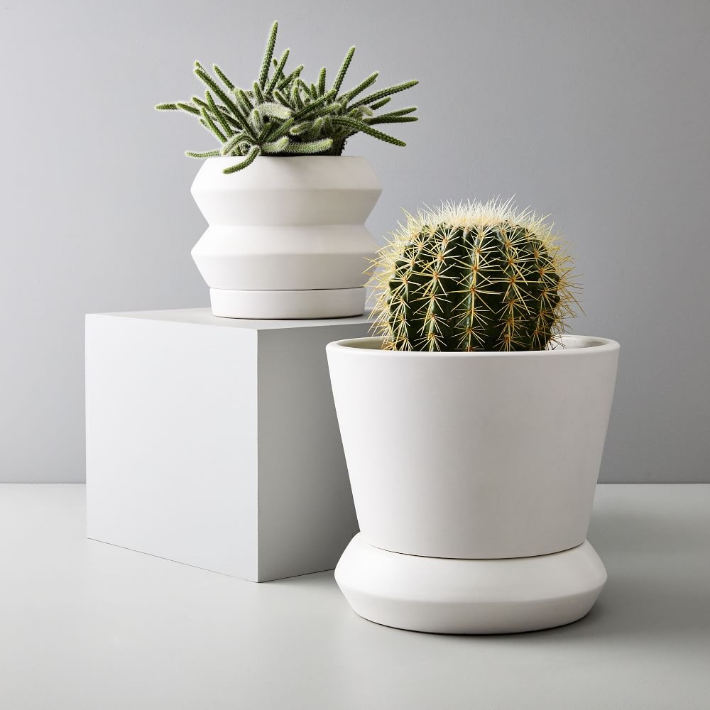 Totem Tabletop Planters, White, Set of 2 - Image 0