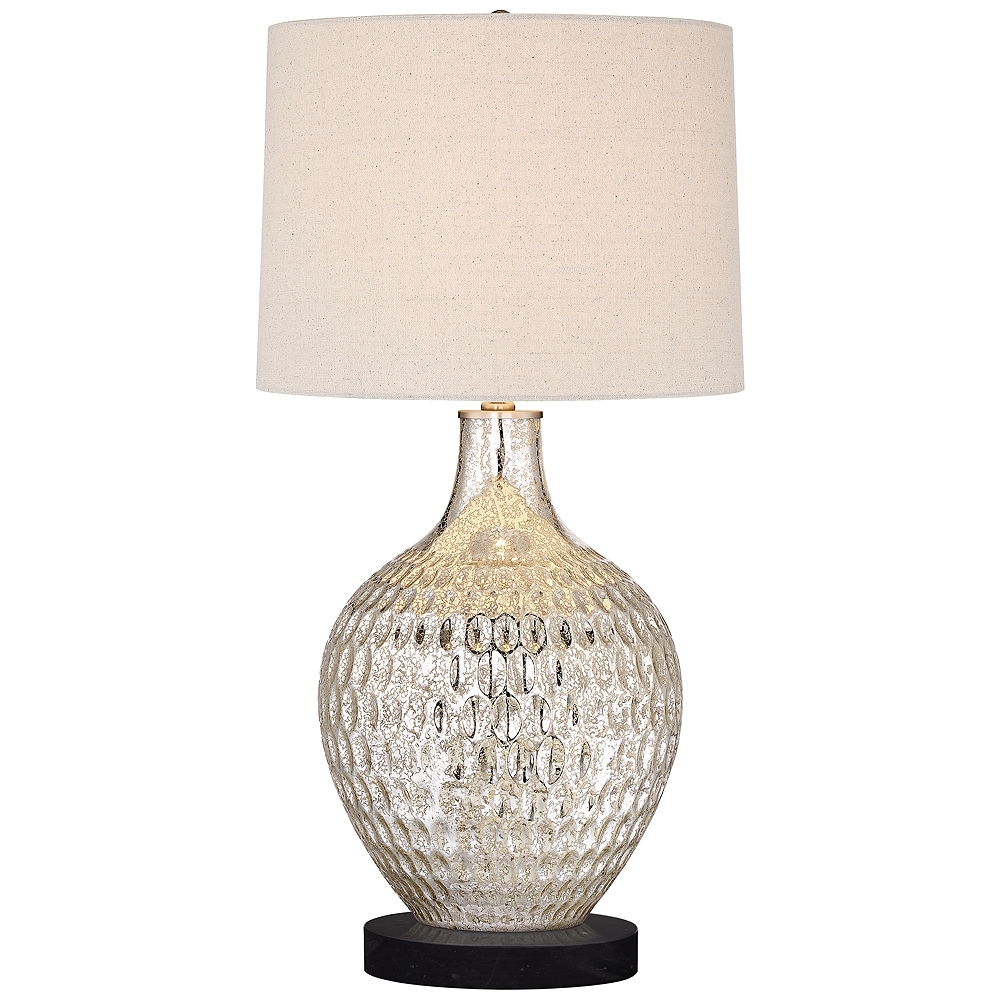 360 Lighting Waylon 29 1/2" Mercury Glass Lamp with Black Marble Riser - Image 0