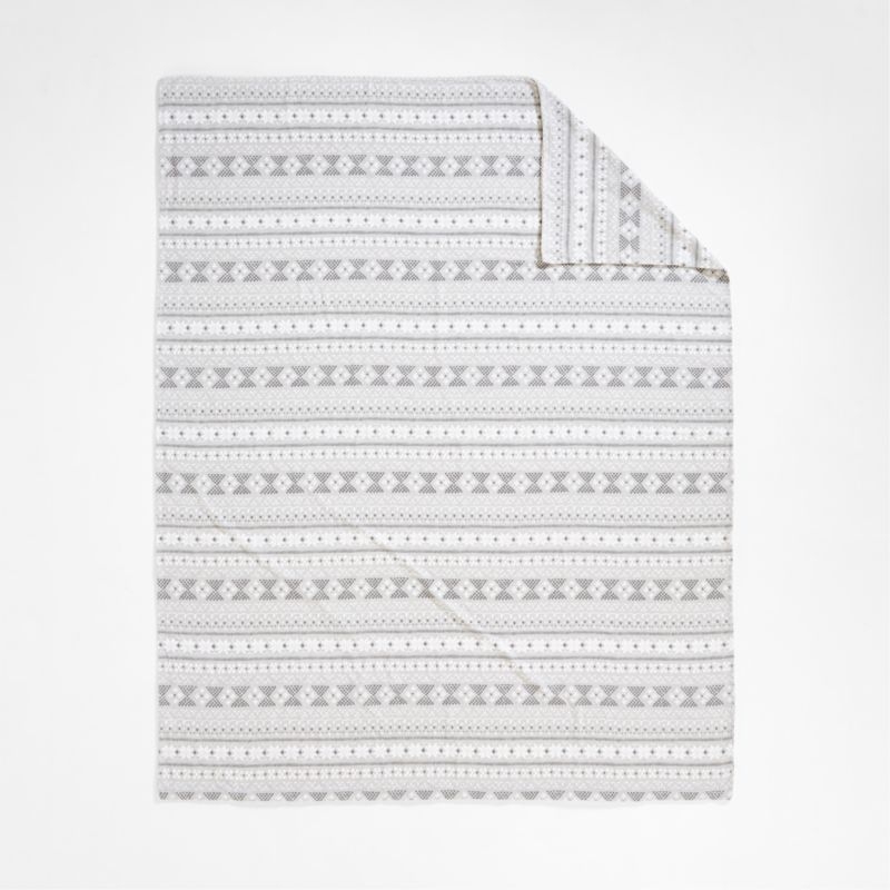 Neutral Fair Isle Full/Queen Organic Flannel Duvet Cover - Image 3