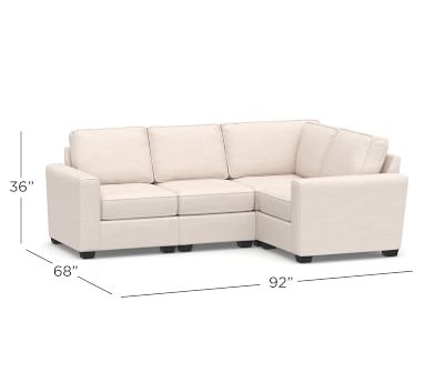 SoMa Fremont Square Arm Upholstered 4-Piece L-Shaped Sectional, Polyester Wrapped Cushions, Chenille Basketweave Taupe - Image 1