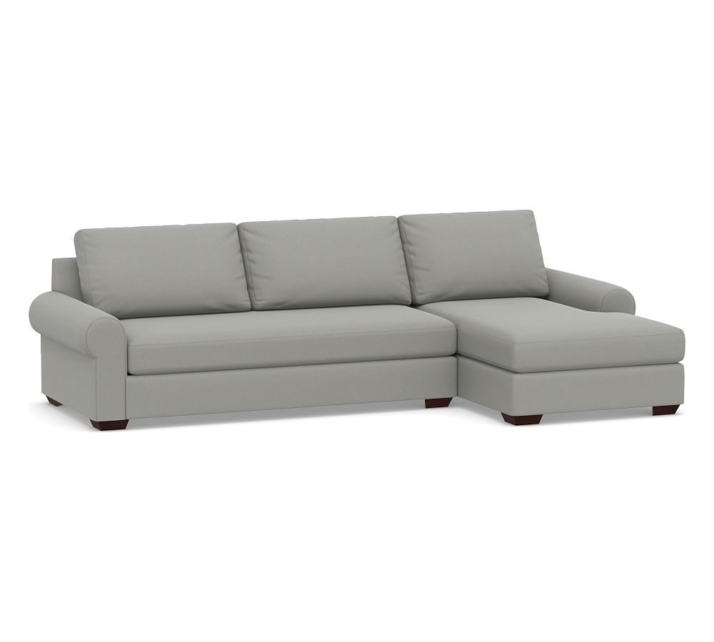 Big Sur Roll Arm Upholstered Left Arm Sofa with Chaise Sectional and Bench Cushion, Down Blend Wrapped Cushions, Performance Everydaysuede(TM) Metal Gray - Image 0