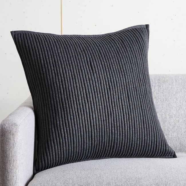 Sequence Dark Grey Throw Pillow with Feather-Down Insert 20" - Image 2