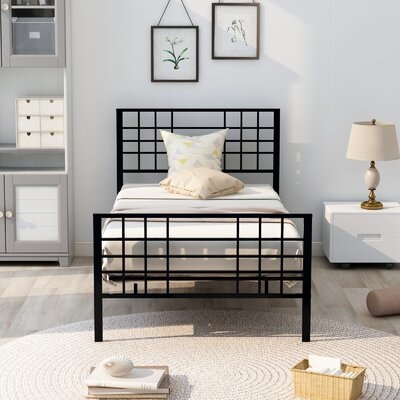 Twin Size Metal Bed Frame With Headboard And Footboard - Image 0