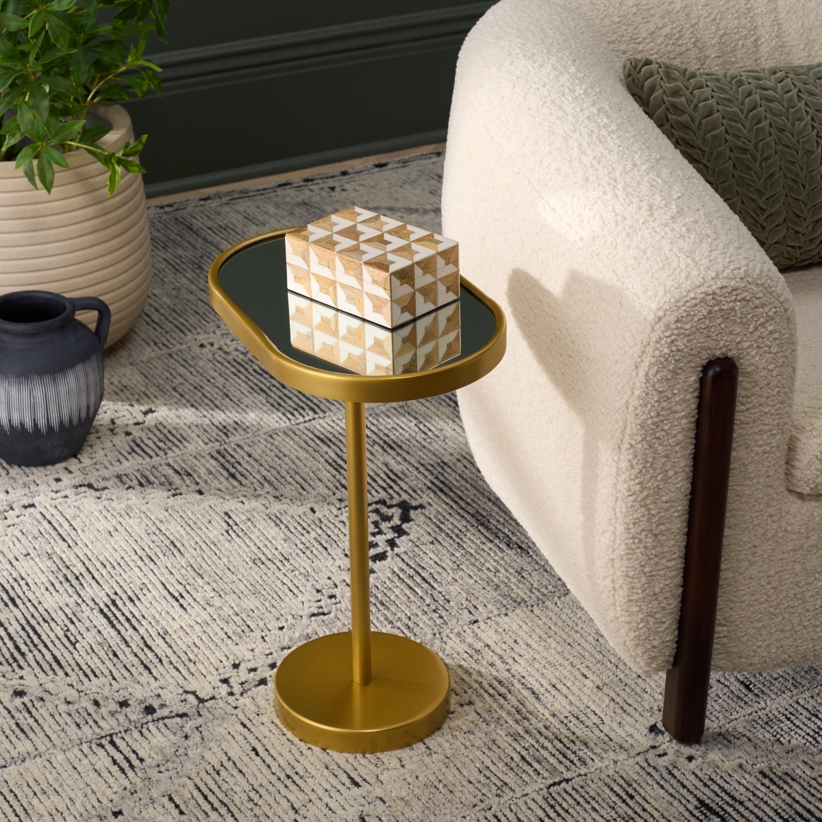 Ikaky Side Table - Gold / Mirror - Safavieh - Image 1