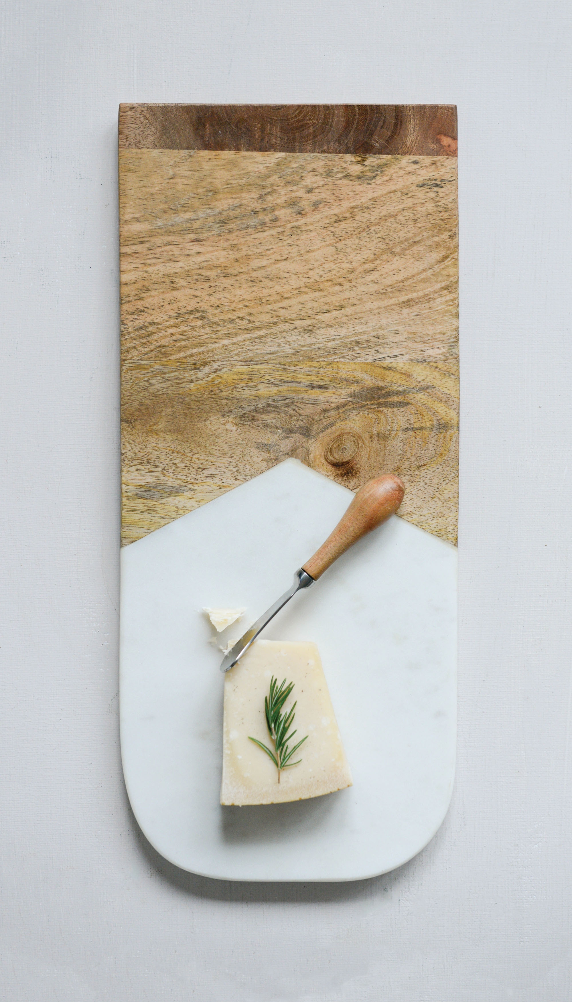 Marble & Mango Wood Cutting Board with Canape Knife (Set of 2 Pieces) - Image 1
