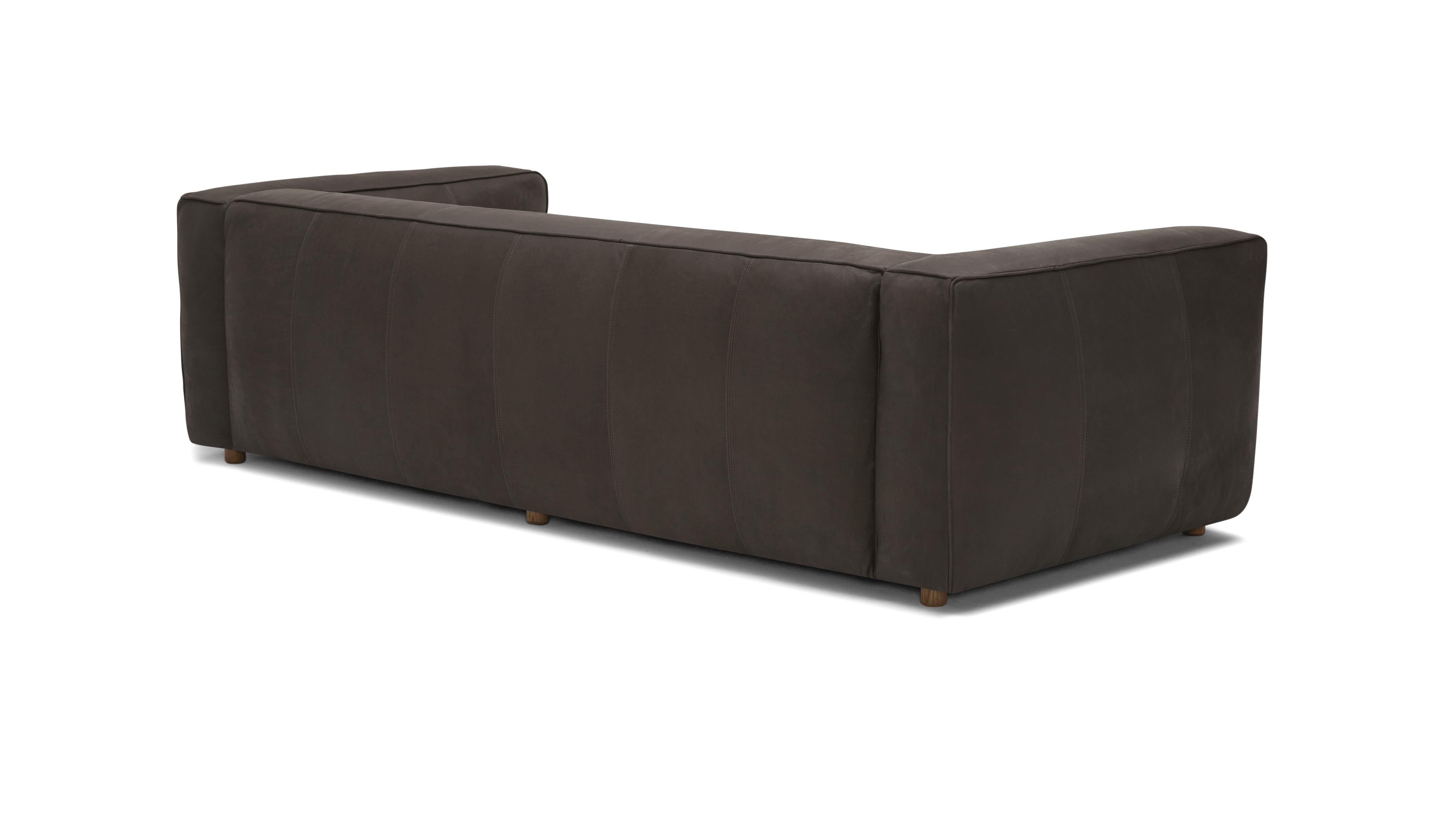 Brown Jaxon Mid Century Modern Leather Sofa - Toledo Graphite - Image 3