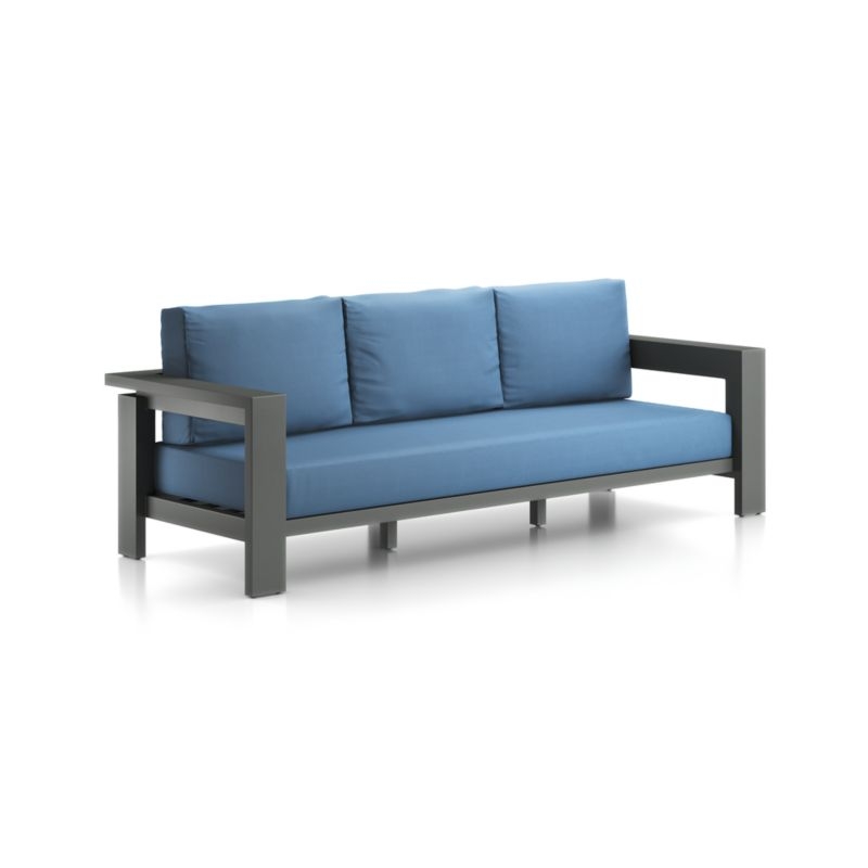 Walker Outdoor Metal Sofa with Sapphire Sunbrella ® Cushions - Image 1