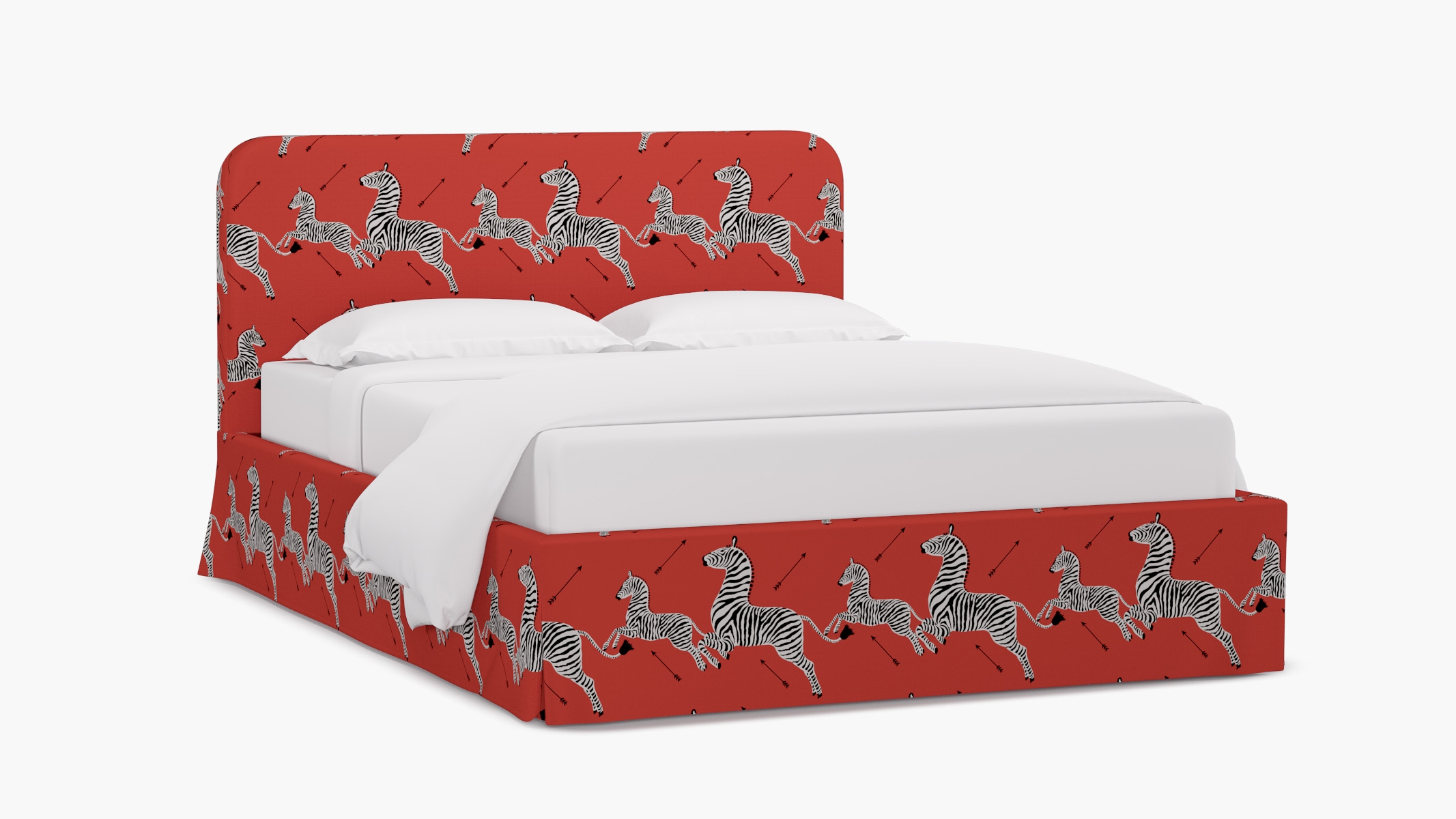 Skirted Platform Bed, Coral Zebra, Twin - Image 1