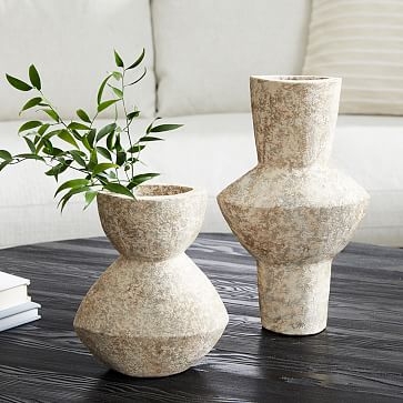 Ceramic Totem Vase, Grey, Large - Image 1