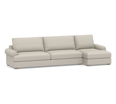 Canyon Roll Arm Upholstered Left Arm Sofa with Chaise Sectional, Down Blend Wrapped Cushions, Performance Heathered Tweed Pebble - Image 0