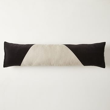 Cotton Linen & Velvet Corners Pillow Cover, 12"x46", Black - Image 2