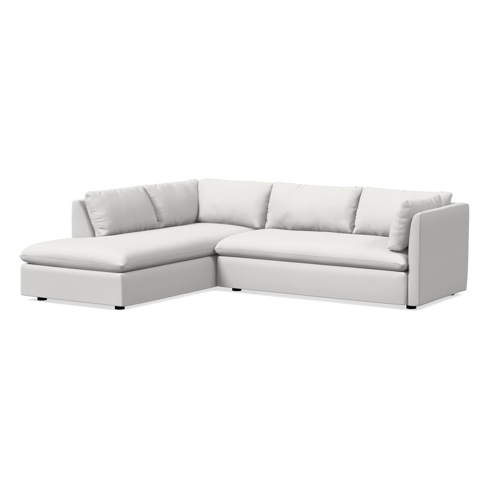 Shelter 106" Right 2-Piece Bumper Chaise Sectional, Performance Washed Canvas, White - Image 0