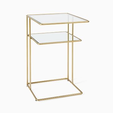 Curved Terrace Storage C-Nightstand, Antique Brass - Image 2
