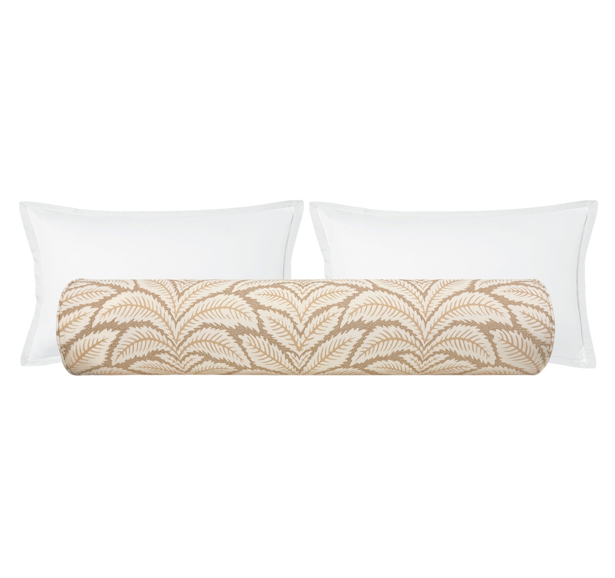 THE BOLSTER :: TALAVERA COTTON AND LINEN PRINT // BEIGE | BRUNSCHWIG & FILS - QUEEN // 9" X 36" - Image 0